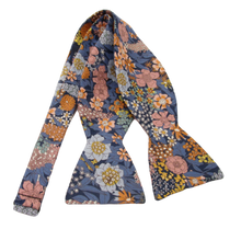 Ciara Blue Cotton Self Tie Bow Tie Made with Liberty Fabric