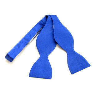 Royal Blue Plain Self-Tied Silk Bow Tie by Van Buck