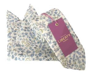 Donna Leigh Blue Organic Cotton Tie & Pocket Square Made with Liberty Fabric