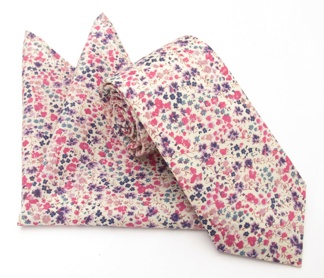 Phoebe Organic Cotton Tie & Pocket Square Made with Liberty Fabric