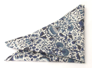 Lodden Navy Organic Cotton Pocket Square Made with Liberty Fabric