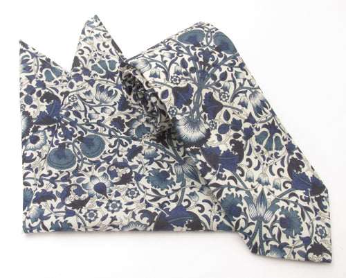 Lodden Navy Organic Cotton Tie & Pocket Square Made with Liberty Fabric