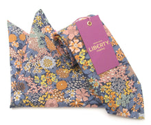 Ciara Blue Cotton Tie & Pocket Square Made with Liberty Fabric