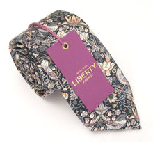 Strawberry Thief Silver Grey Silk Tie Made with Liberty Fabric