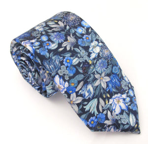 Royal Garland Blue Silk Tie Made with Liberty Fabric