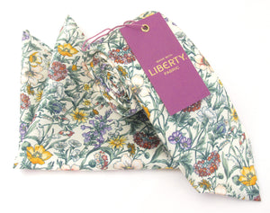 Rachel Cream Silk Tie & Pocket Square Set Made with Liberty Fabric