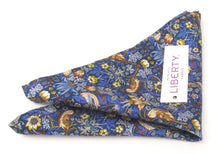 Strawberry Thief Royal Blue Silk Pocket Square Made with Liberty Fabric