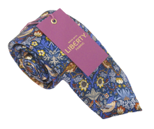 Strawberry Thief Royal Blue Silk Tie Made with Liberty Fabric