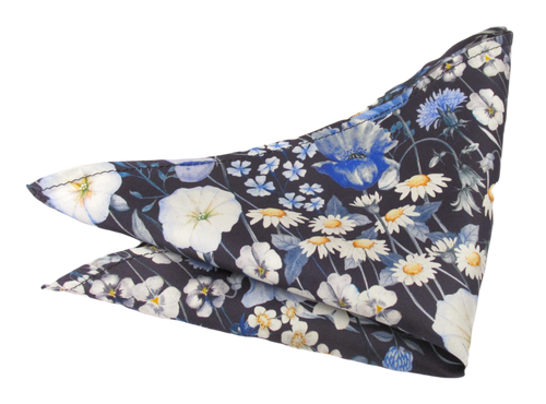 Jude's Floral Blue Silk Pocket Square Made with Liberty Fabric