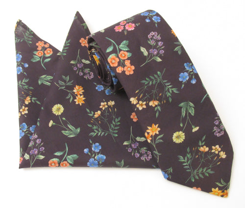 Annie Cotton Tie & Pocket Square Made with Liberty Fabric