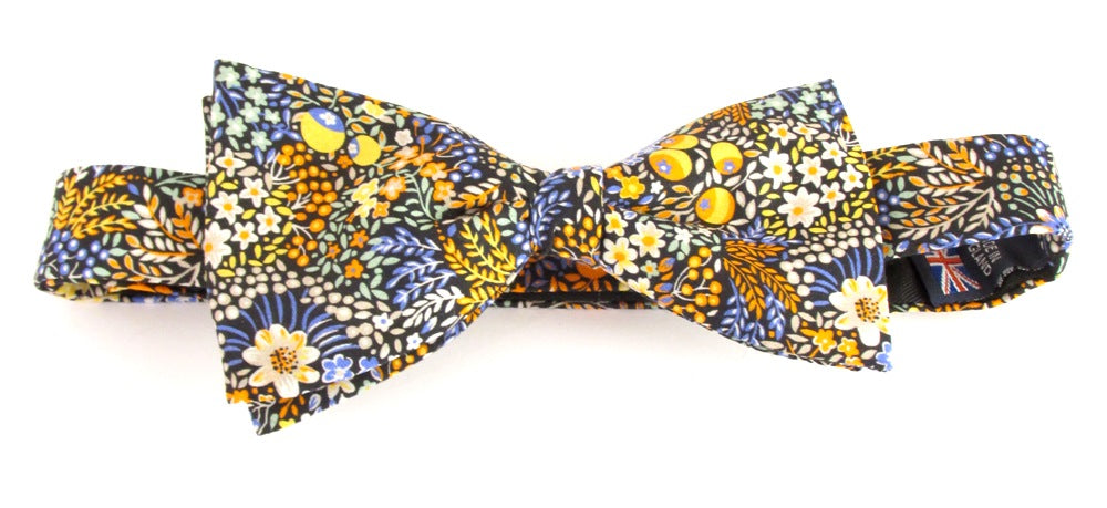 Elderberry Gold Bow Tie Made with Liberty Fabric
