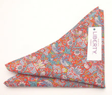 Strawberry Thief Red Cotton Pocket Square Made with Liberty Fabric