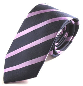 Striped Navy With Lilac Silk Tie