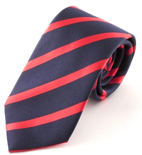 Striped Navy With Red Silk Tie
