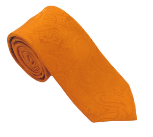 Orange Paisley Silk Wedding Tie By Van Buck