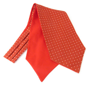 Red with White Dot Silk Cravat by Van Buck