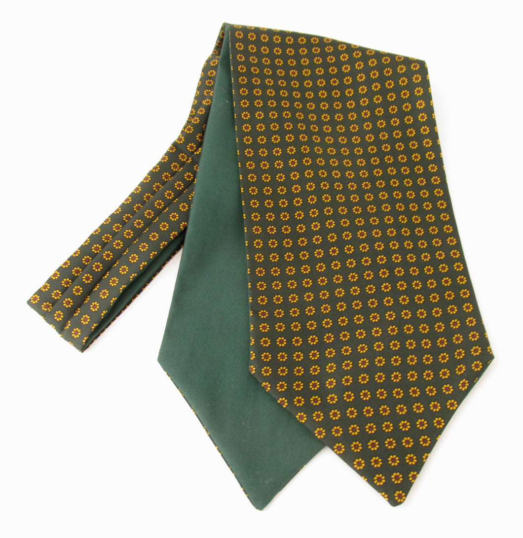 Green Small Medallion Silk Cravat by Van Buck