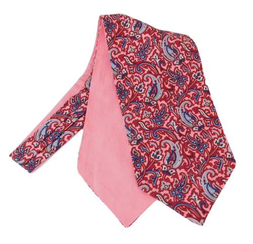 Pink & Sky Blue Paisley Silk Cravat by Van Buck