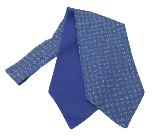 Royal Blue Medallions Silk Cravat by Van Buck