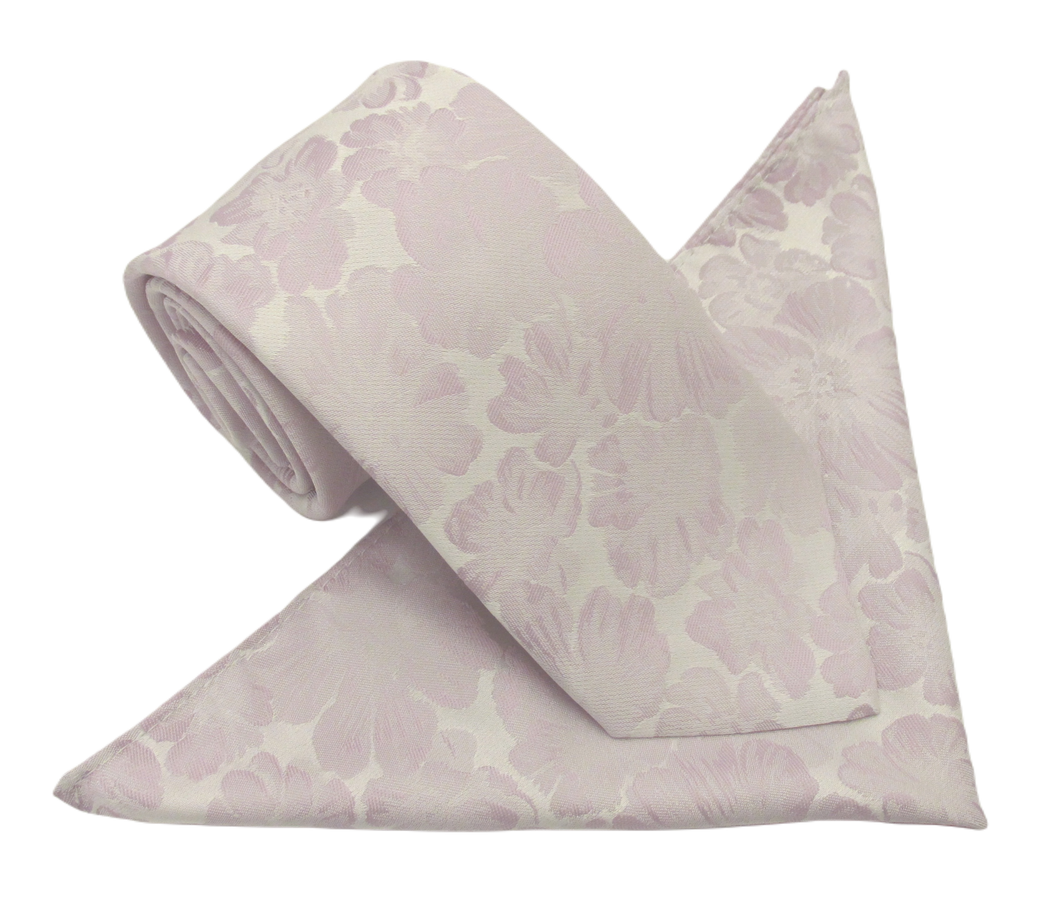 Lilac Floral Tie & Pocket Square Set by Van Buck