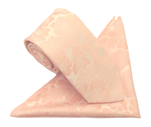 Pink Floral Wedding Tie + Pocket Square Set By Van Buck