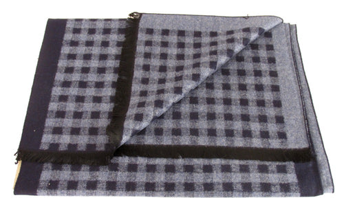 Blue Chequered Reversible Scarf by Van Buck