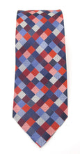 Red & Blue Square Red Label Silk Tie by Van Buck