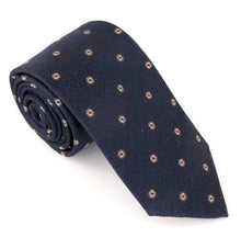 Navy Neat Medallion Silk Tie by Van Buck