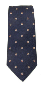 Navy Neat Medallion Silk Tie by Van Buck