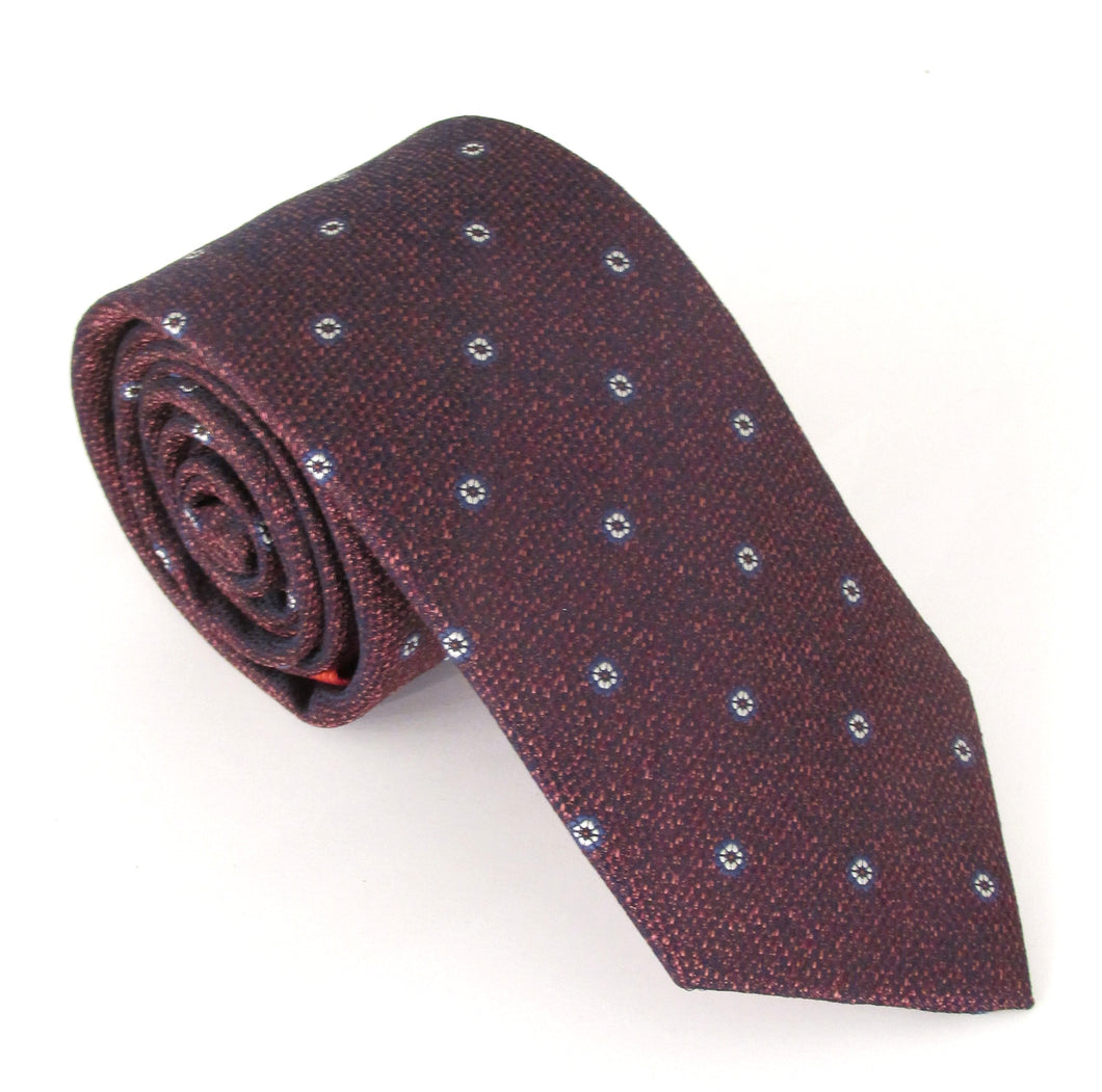 Wine Neat Medallion Silk Tie by Van Buck