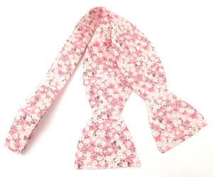 Mitsi Pink Cotton Self Tie Bow Tie Made with Liberty Fabric