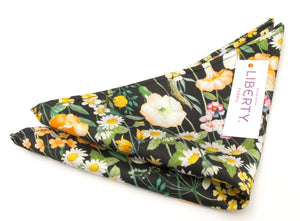 Jude's Floral Black Silk Tie & Pocket Square Set Made with Liberty Fabric