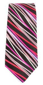 Limited Edition Black with Pink Striped Silk Tie by Van Buck