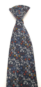 Navy & Orange Neat Floral Clip On Tie by Van Buck