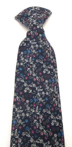 Navy & Purple Neat Floral Clip On Tie by Van Buck