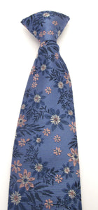 Blue & Pink Flower Clip on Tie by Van Buck