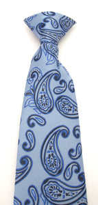 Sky Blue Large Paisley Clip On Tie by Van Buck
