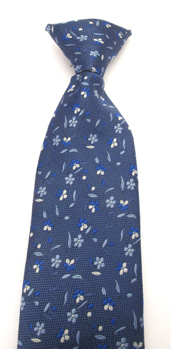 Navy & Blue flowers Clip On Tie by Van Buck