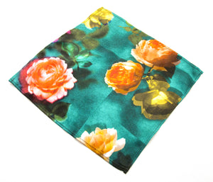 Moon Rose Jade Silk Pocket Square Made with Liberty Fabric