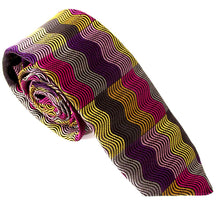 Limited Edition Purple Vertical Wave Rectangles Silk Tie by Van Buck