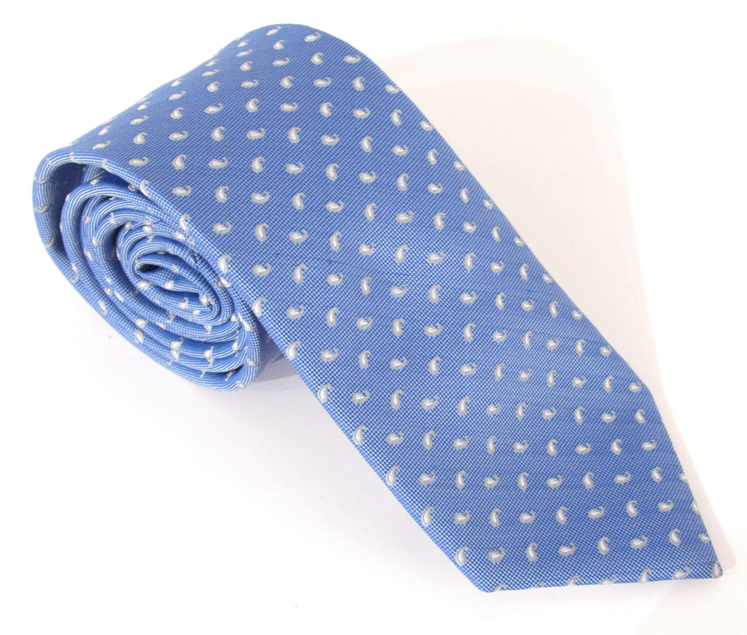 Small Sky Blue Paisley Fancy Tie by Van Buck