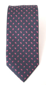 Small Navy Blue & Pink Paisley Fancy Tie by Van Buck