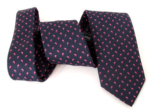 Small Navy Blue & Pink Paisley Fancy Tie by Van Buck