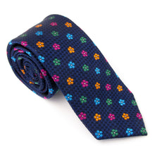 Navy & Multi Floral London Silk Tie by Van Buck