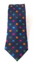 Navy & Multi Floral London Silk Tie by Van Buck