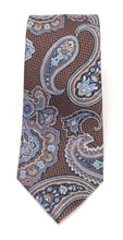 Brown & Blue Large Paisley Red Label Silk Tie by Van Buck