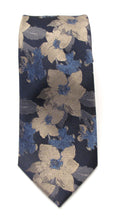 Blue & Beige Abstract Floral Red Label Silk Tie by Van Buck