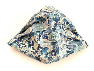 Elysian Day Blue Pleated Face Covering / Mask Made with Liberty Fabric