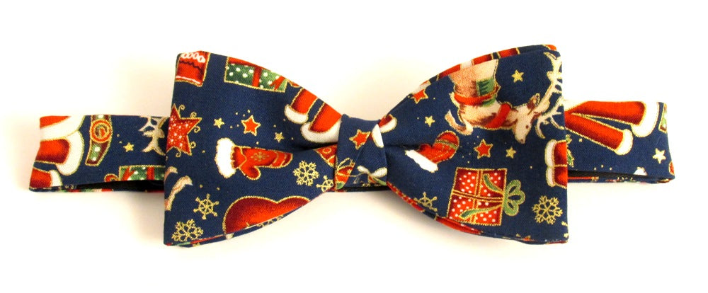 Navy Festive Christmas Bow Tie by Van Buck