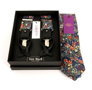 Elderberry Tie & Trouser Braces Gift Set Made with Liberty Fabric
